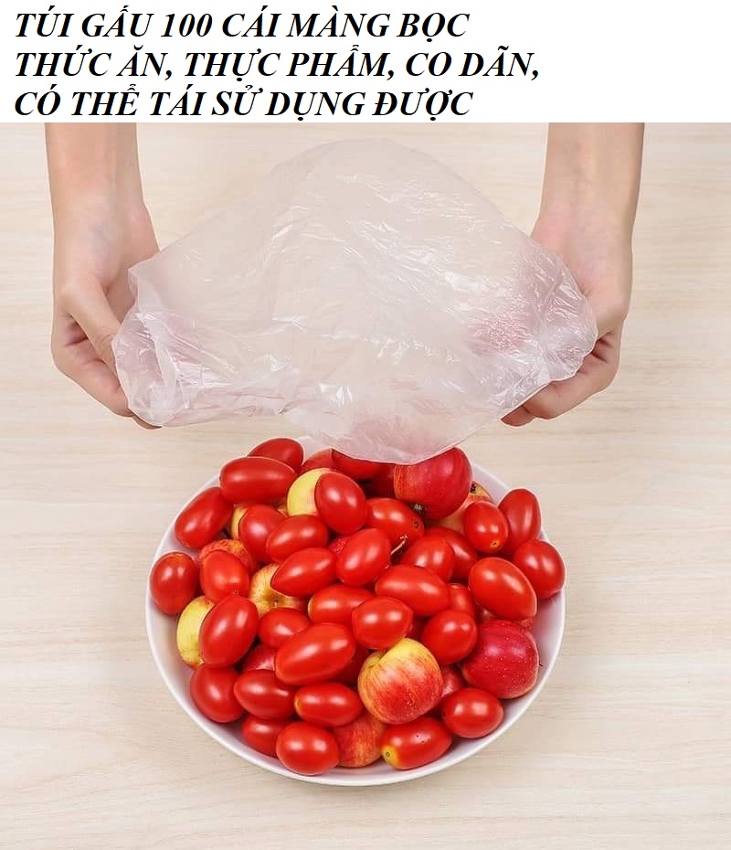 [SIÊU GIẢM GIÁ] TÚI GẤU 100 CÁI MÀNG BỌC THỰC PHẨM, THỨC ĂN, CO DÃN, CÓ THỂ TÁI SỬ DỤNG ĐƯỢC