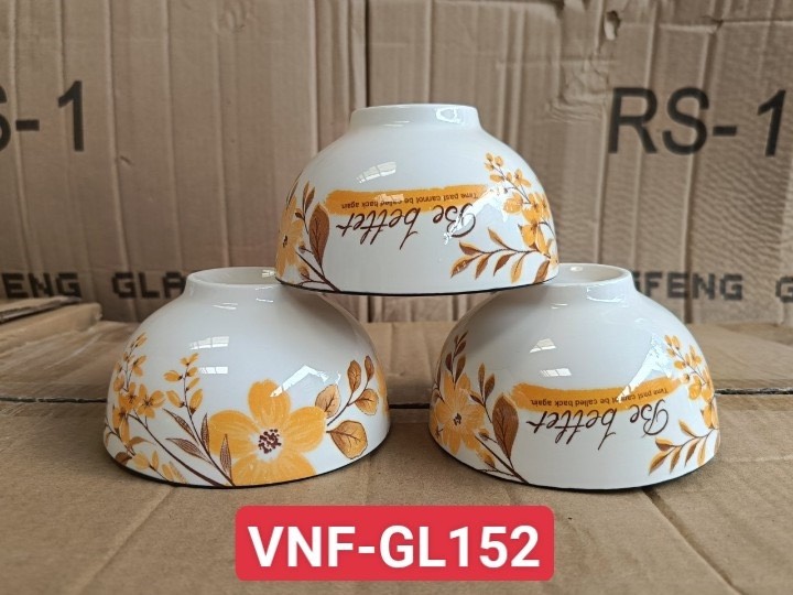 Combo 10 chén, 5 chén sứ hoa vàng 11cm gl152, chén cơm trắng 11cm, chén chấm trắng 8.5cm