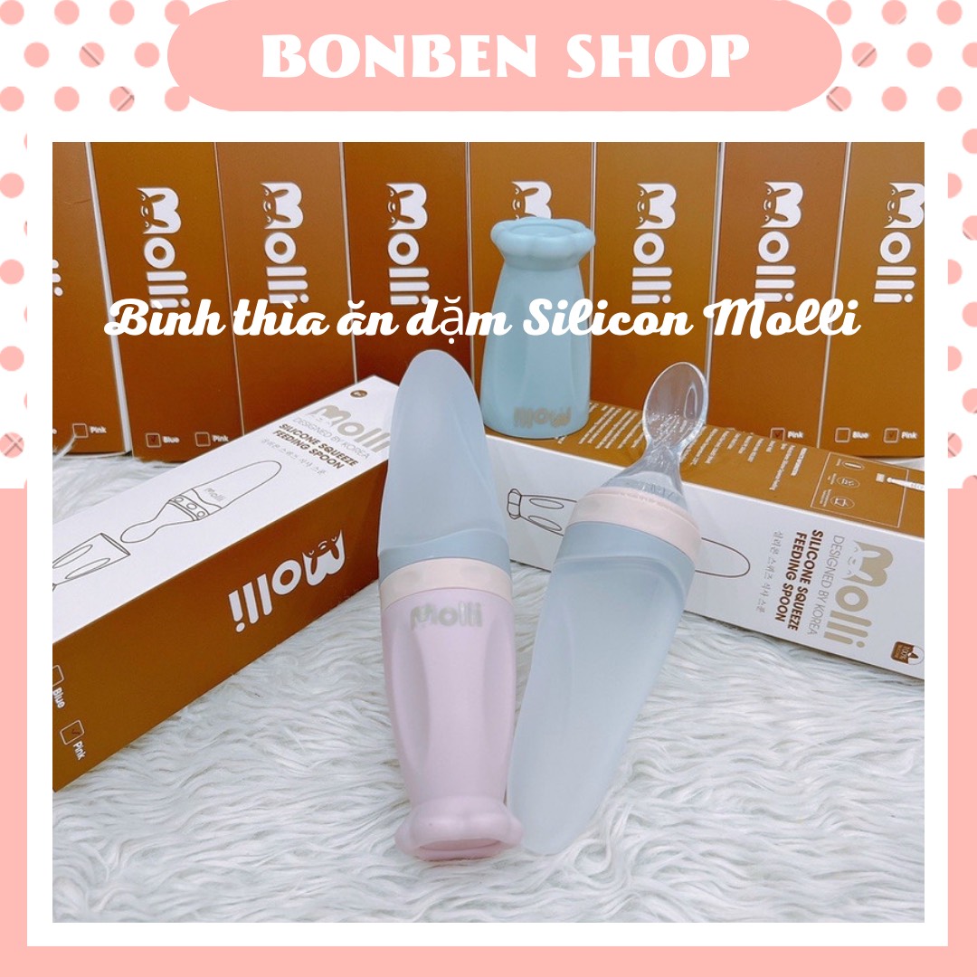 Bình thìa ăn dặm Silicon Molli cao cấp cho bé tập ăn dặm dung tích 90ml