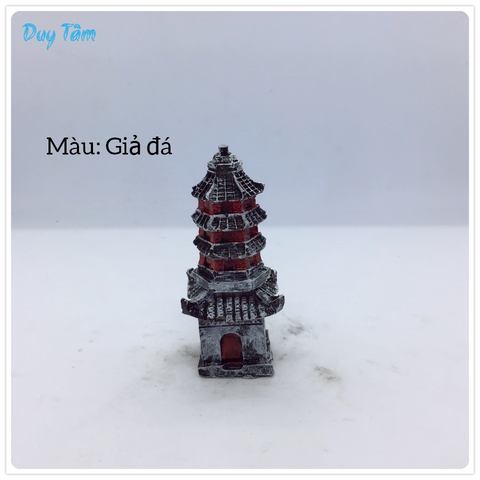 Tiểu cảnh mini, bể cá thủy sinh, hồ bán cạn, hòn non bộ, thác nước, trang trí sân vườn, sen đá, bonsai, terrarium. TC004- Mô hình tháp chùa.