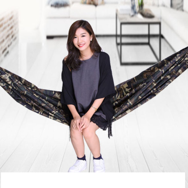 Võng dù 2 lớp  210 x 120 cm Màu Rằng Ri Lính  - có túi đựng ( Không kèm dây dù )