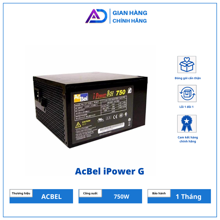 Nguồn máy tính pc acbel ipower g750 - 750w 80 plus white psu lý tưởng cho hệ thống game net