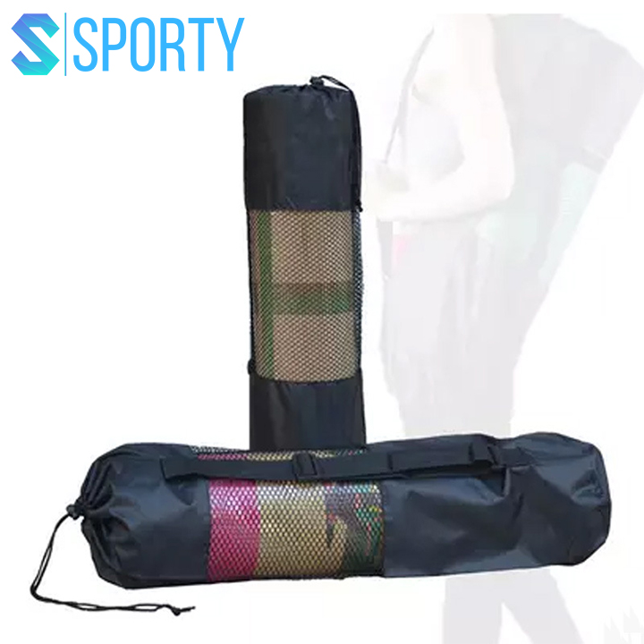 Túi lưới đựng thảm, túi đựng thảm YOGA 6mm SPORTY YGM12Black dụng cụ tập GYM, YOGA