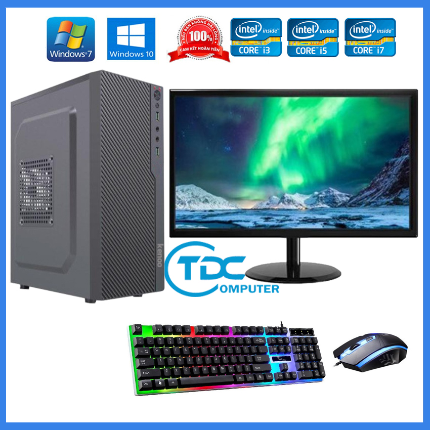 Bộ máy tính để bàn PC Gaming + Màn hình 19 inch Provision Cấu hình core i3, i5 i7 Ram 4GB, SSD 120GB + Quà Tặng bàn phím chuột chuyên Game LED