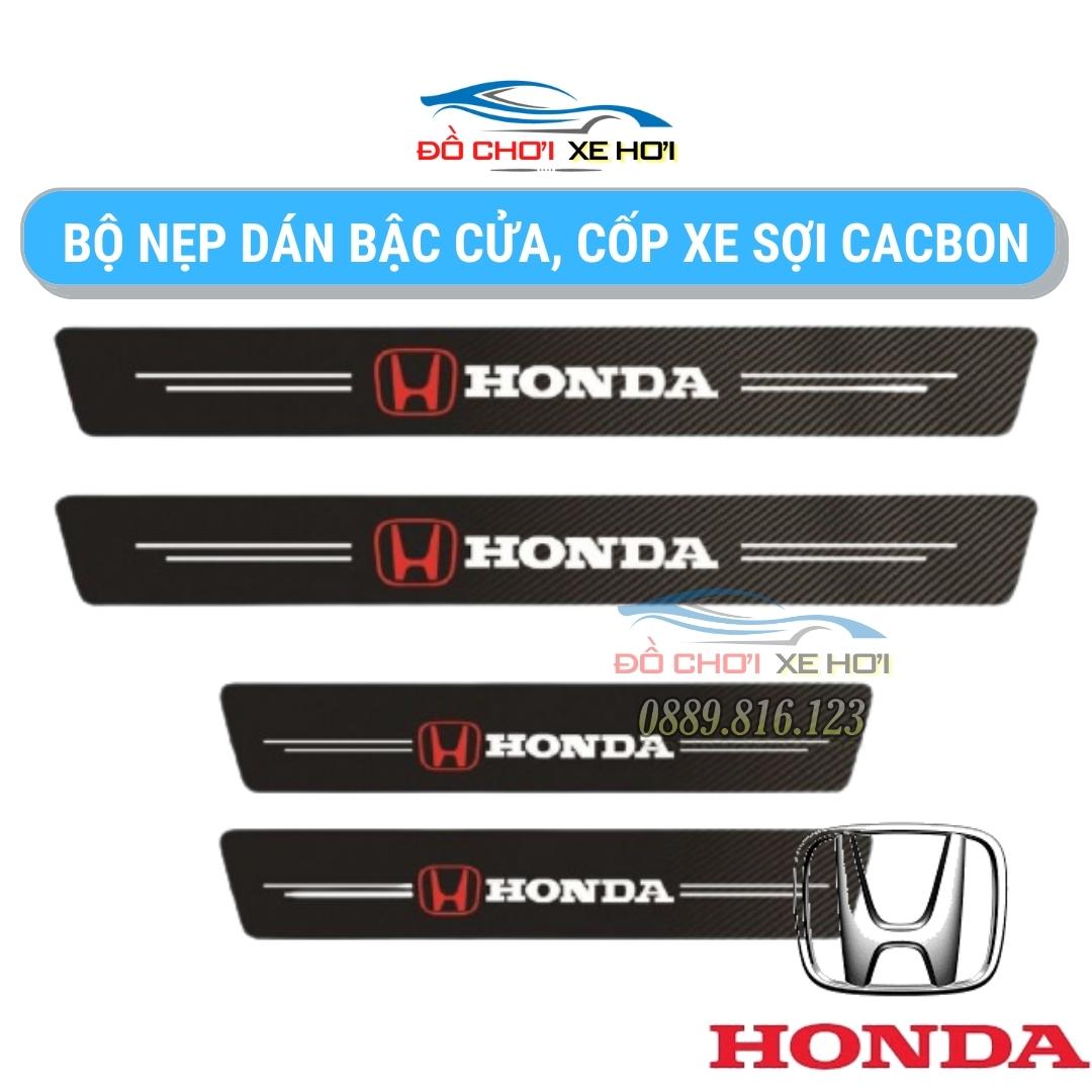 HONDA - Bộ Miếng Dán Chống Trầy Xước Có Logo Hãng HONDA Bảo Vệ Bậc Cửa Và Cốp Xe Hơi, Xe Ô Tô Chất Liệu Sợi Cacbon Bền Đẹp