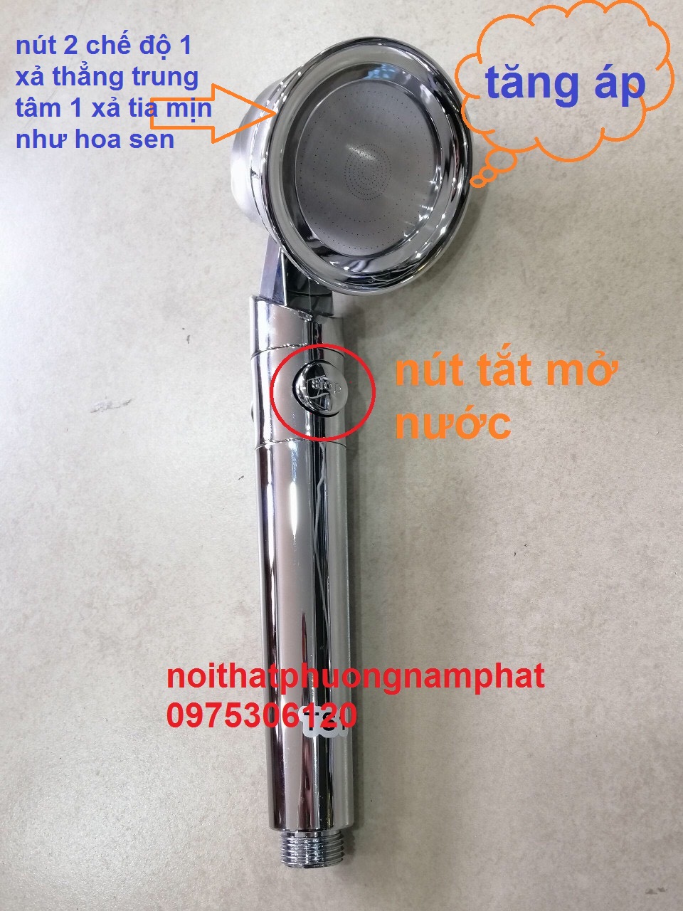 Tay Sen Tắm Tăng Áp Vòi hoa sen và Dây Sen và Cài Sen TS12 TS tắt mở nước hiện đại và 3 chế độ nước xả trung tâm xả xung quanh và xả toàn bộ tia nước mịn phun xa