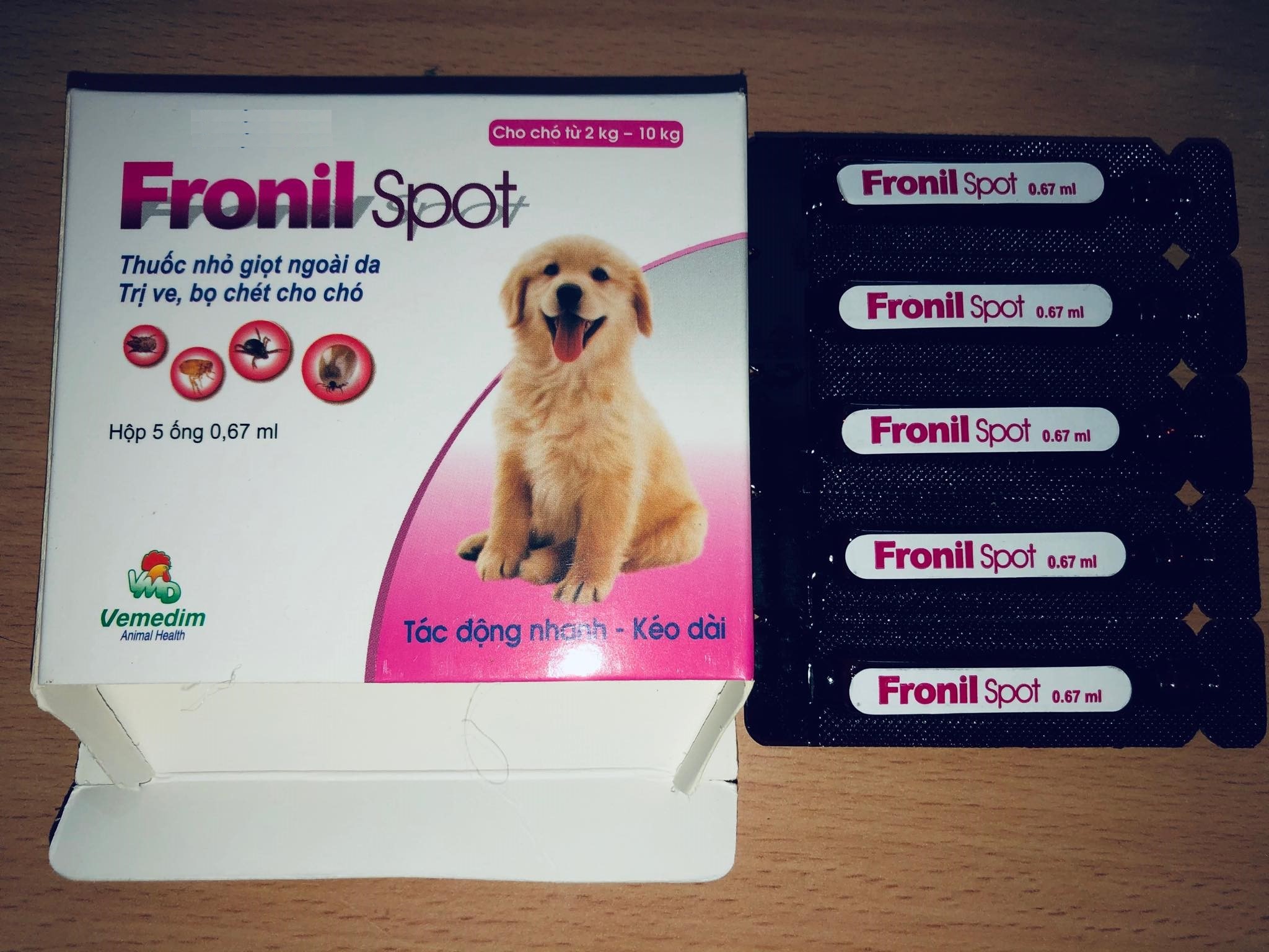 Hộp nhỏ Fronil Spot cho chó (Bao gồm 5 tuýp)