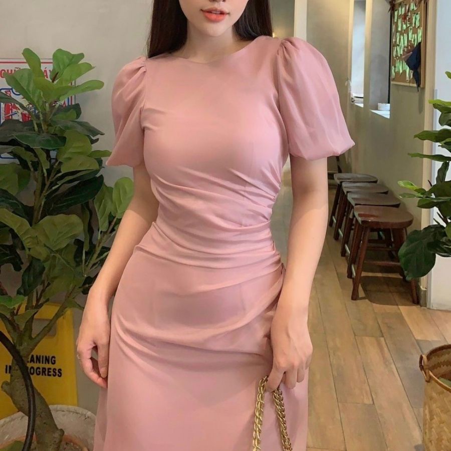 Váy voan trắng, đầm voan công chúa H123 màu trắng hồng hàng thiết kế.