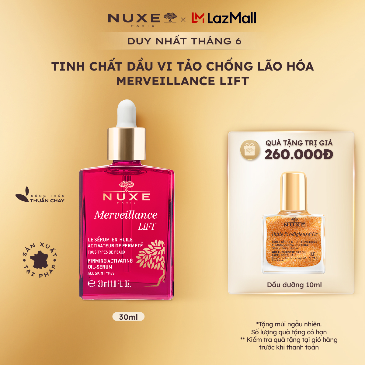 Tinh chất dầu vi tảo chống lão hóa và làm săn chắc da NUXE Merveillance LIFT Firming Activating Oil-serum 30ml