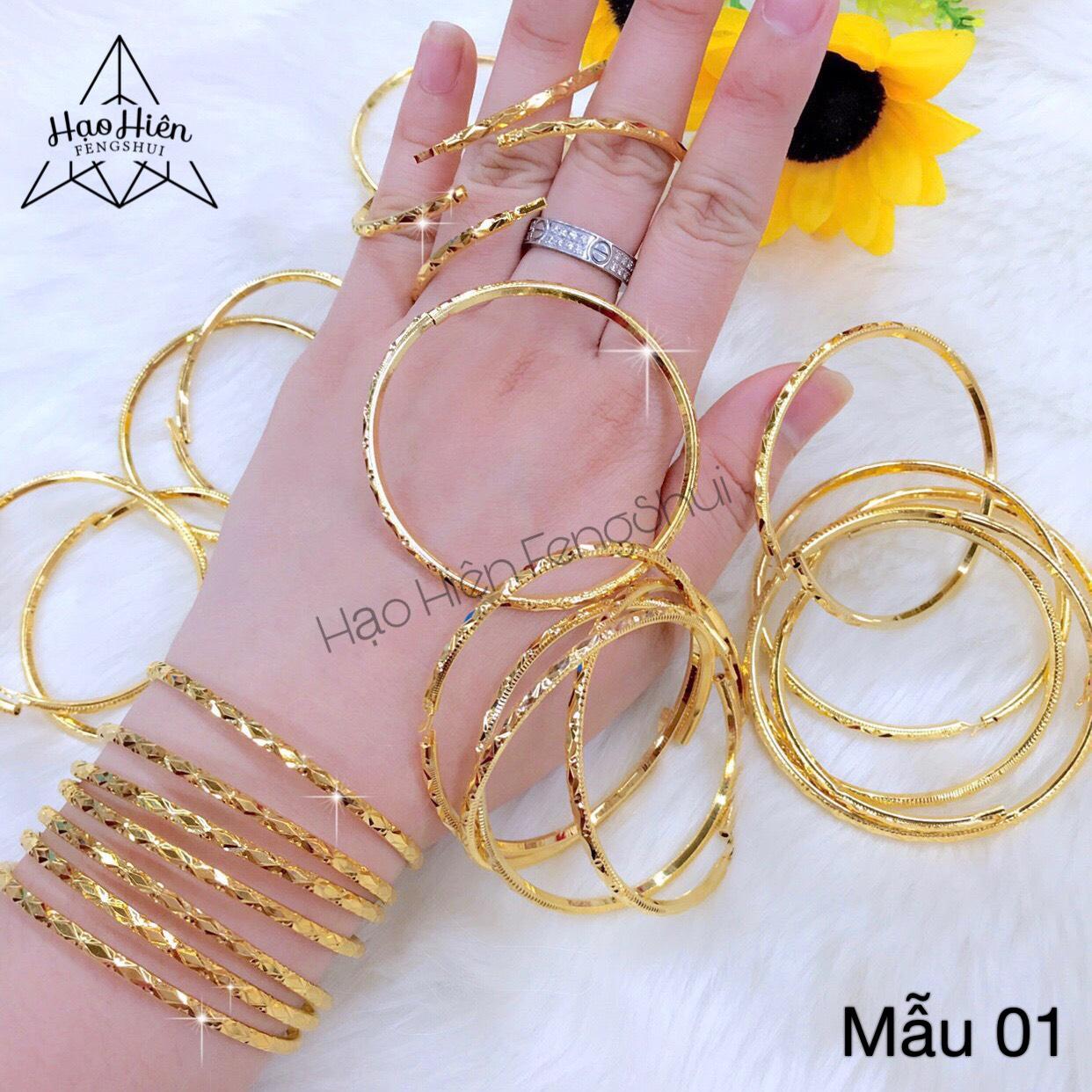 Bộ vòng Ximen Titan mạ Vàng khóa bấm Vàng thật Cao Cấp (Có 04 Mẫu) Hạo Hiên X.V0005-130R - Quà sinh nhật, quà tặng ý nghĩa, vòng tay, lắc tay mạ vàng, lắc tay nữ, vòng đeo tay, vòng tay vàng, các kiểu lắc tay vàng 18k
