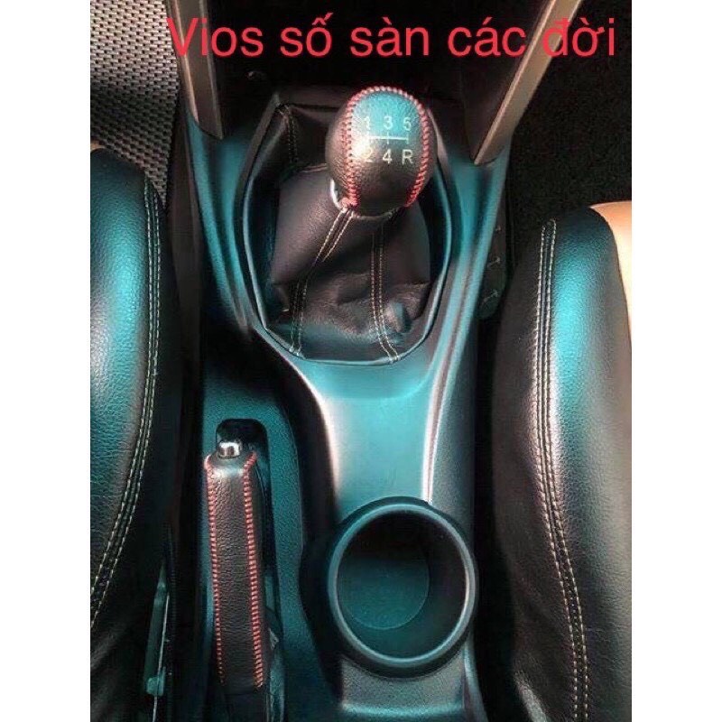 Bọc cần số, phanh tay TOYOTA VIOS SỐ SÀN TẤT CẢ CÁC ĐỜI da bò thật, bảo hành 2 năm