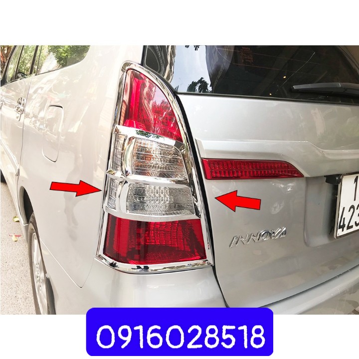 Bộ 2 Ốp viền đèn Hậu, đèn sau Toyota innova 2012 2013 mạ Crom loại bền, sáng bóng op vien den xi ma