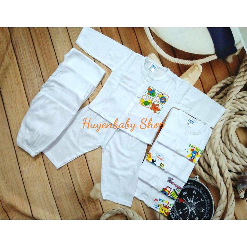 Set 5 bộ quần áo sơ sinh dài tay nút giữa Bosini cho bé từ 3-11kg