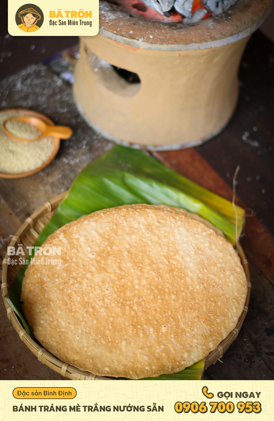 -bánh tráng mè trắng nướng sẵn-giòn thơm dừa mè- túi 5 bánh