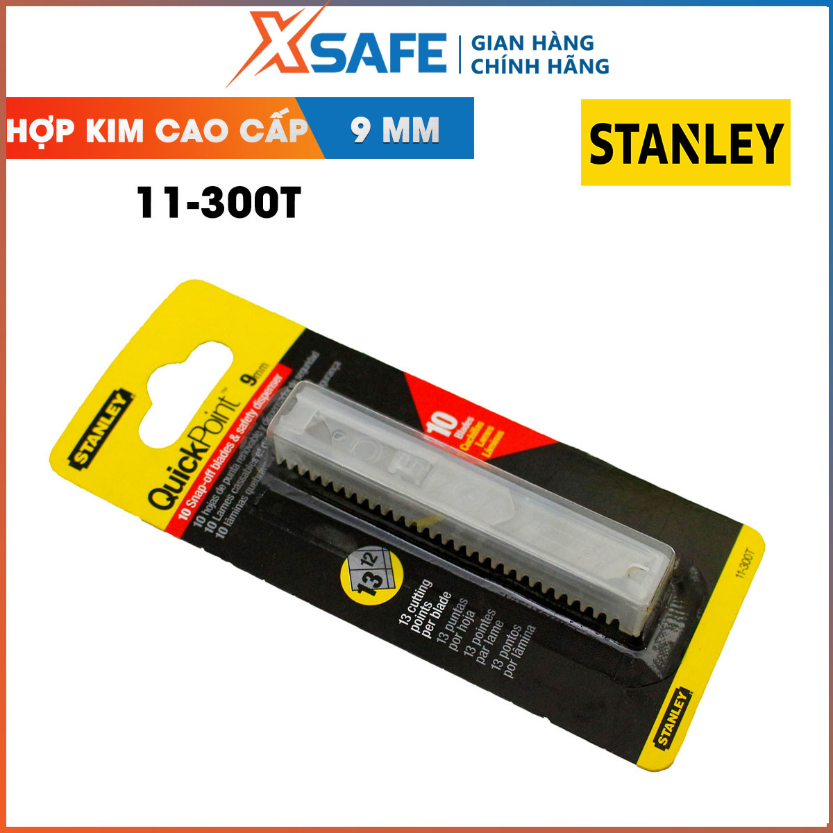 Lưỡi dao rọc 9mm STANLEY được gia công từ thép hợp kim cao cấp Lưỡi dao rọc Stanley cứng cáp và sắc bén, tuổi thọ sử dụng cao –