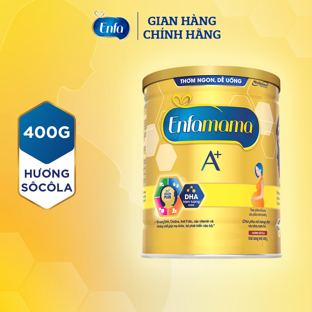Sữa bầu Enfamama 360° Brain Plus cho mẹ mang thai và cho con bú - Vị Chocolate - 400g