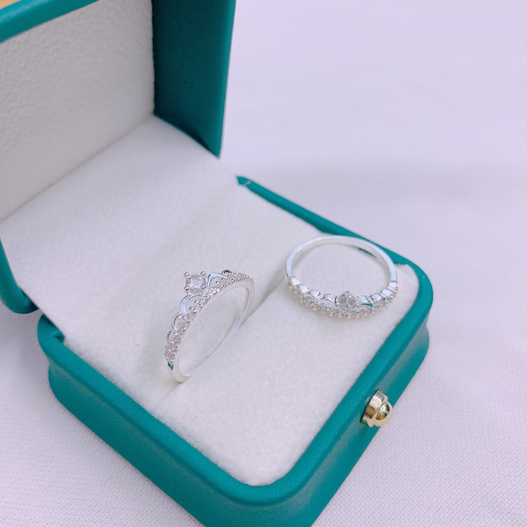 Nhẫn nữ bạc ta, nhẫn vương miện đính đá nhỏ cực xinh - Kho sỉ bạc Nhất Linh