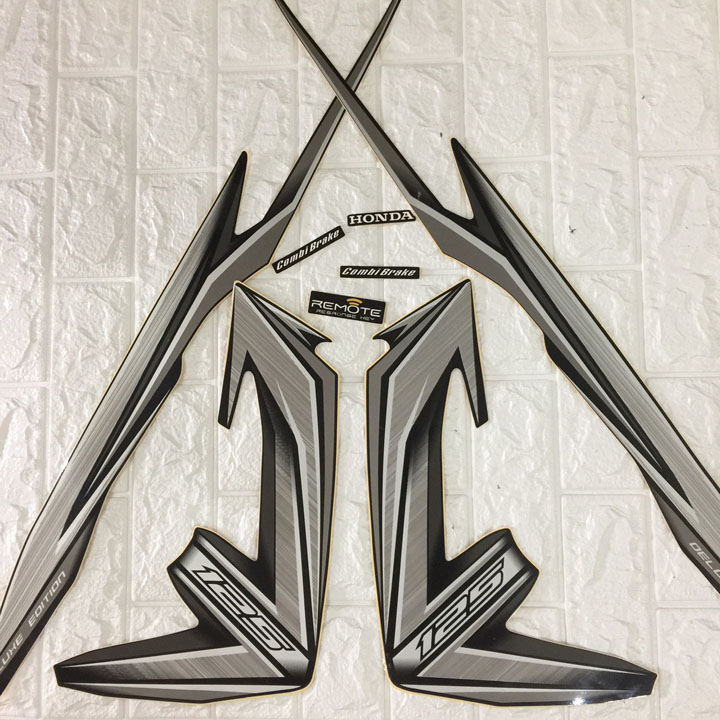 Tem dán sườn xe máy Airblade màu XÁM ĐEN , decal trang trí xe máy