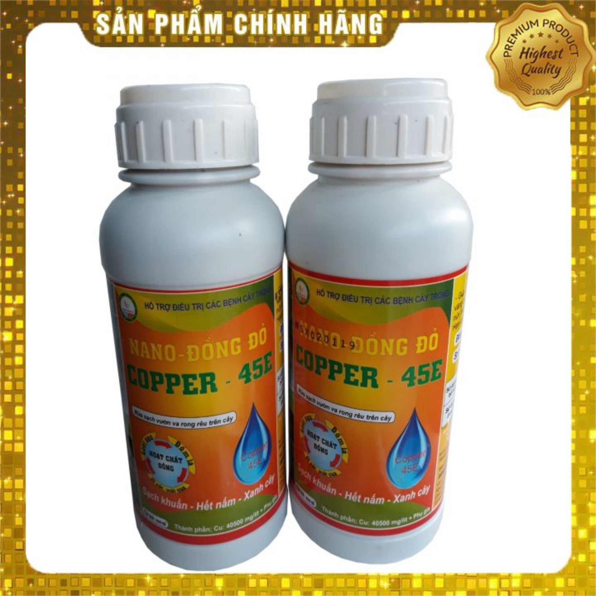 Thuoc trừ bệnh Nano-Đồng đỏ Copper-45E (500ml) trừ các bệnh cây trồng, rửa sạch vườn và rong rêu trên cây, sạch khuẩn, hết nấm, xanh cây