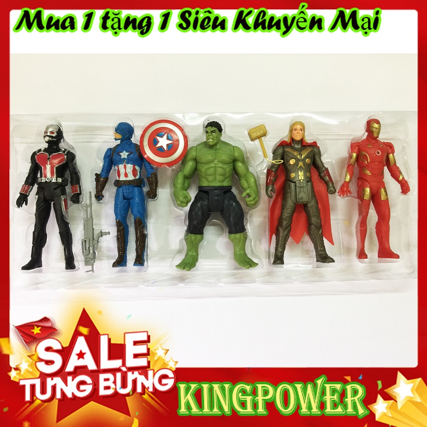 Đồ chơi siêu anh hùng 2125 kingpower gồm 5 nhân vật và phụ kiện, cao 16cm, nhựa cao cấp, có phát sáng