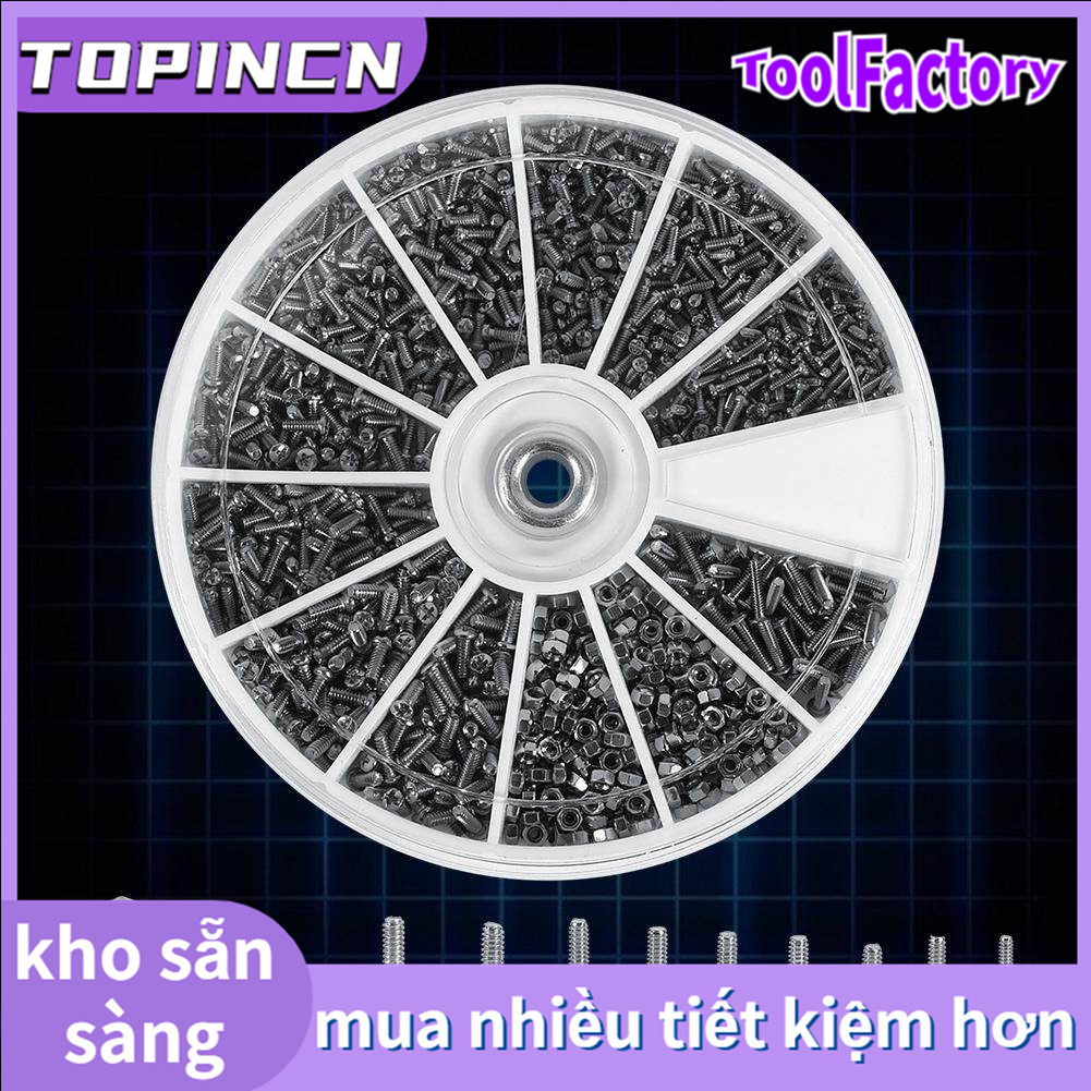 600 Cái 12 Loại Ốc Vít Nhỏ Nuts Assortment Kit M1 M1.2 M1.4 M1.6 Cho Đồng Hồ Thủy Tinh