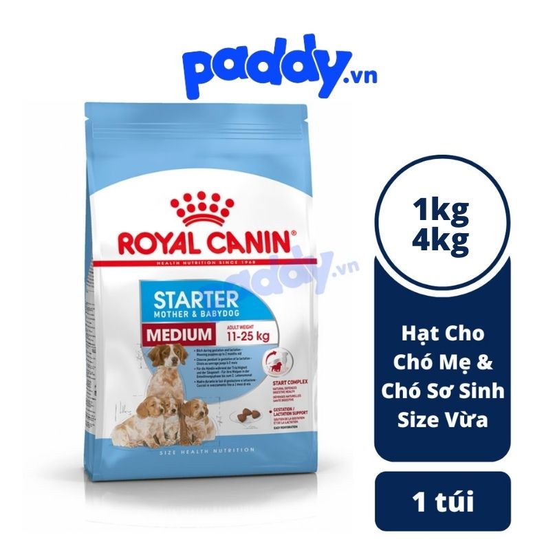 Thức ăn hạt cho chó royal canin medium starter cho chó mẹ & chó con giống vừa