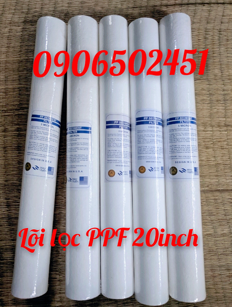 Combo 5 cây lõi lọc nước số 1 ppf ly 20inch tem chuẩn