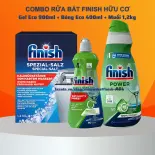 Nước rửa bát Finish hữu cơ Eco 0% 900ml + Bóng Finish hữu cơ 400ml + Muối Finish 1,2kg sản phẩm hữu cơ tự nhiên không mùi không hóa chất