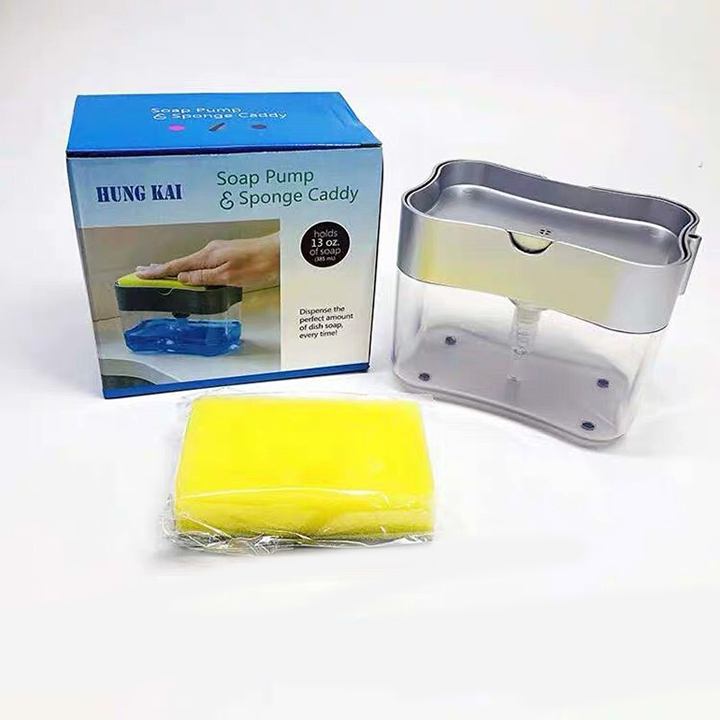 Hộp đựng nước rửa chén tự động tạo bọt thông minh 2 in 1 tặng kèm miếng bọt biển tiện lợi, lọ đựng nước rửa chén tạo bọt gọn gàng, sạch sẽ