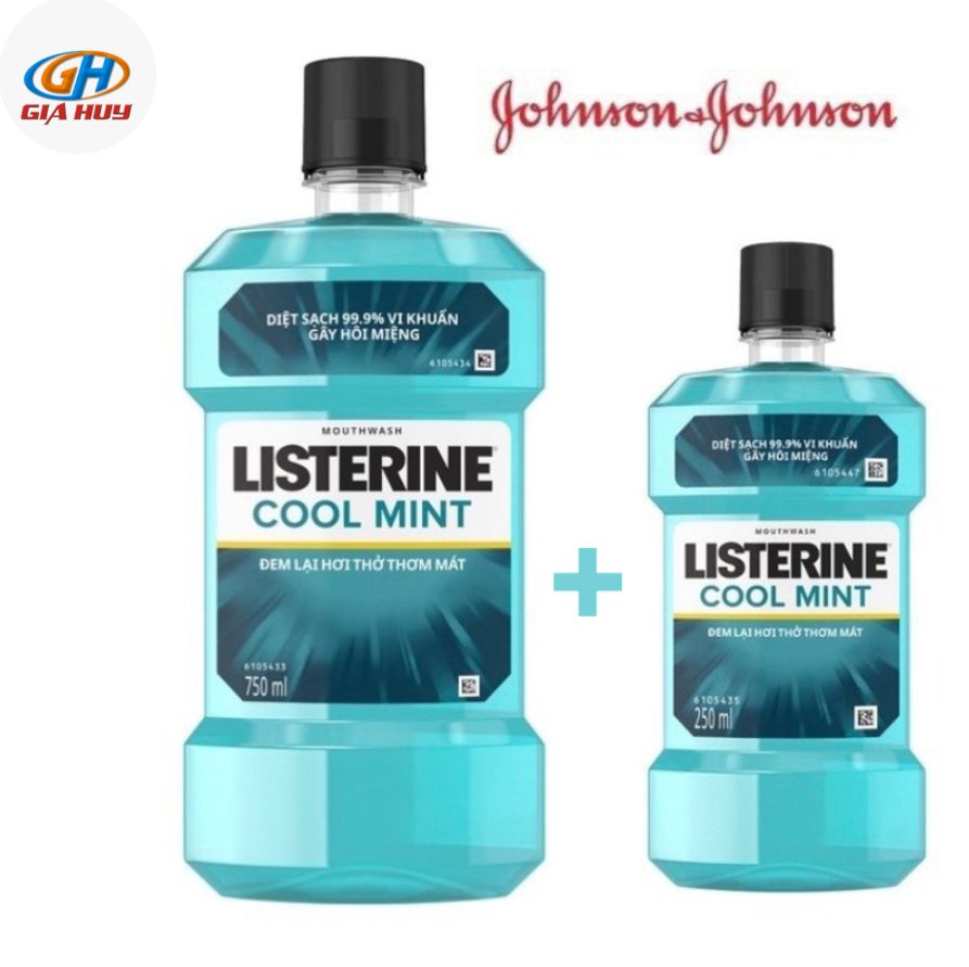 Cặp nước súc miệng Listerine coolmin 750ml + 250ml