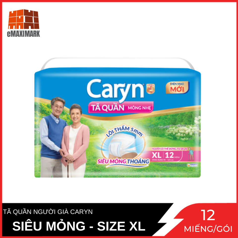 [HCM ship 2h] Tã Quần Người Già Caryn Túi Size XL 12 Miếng