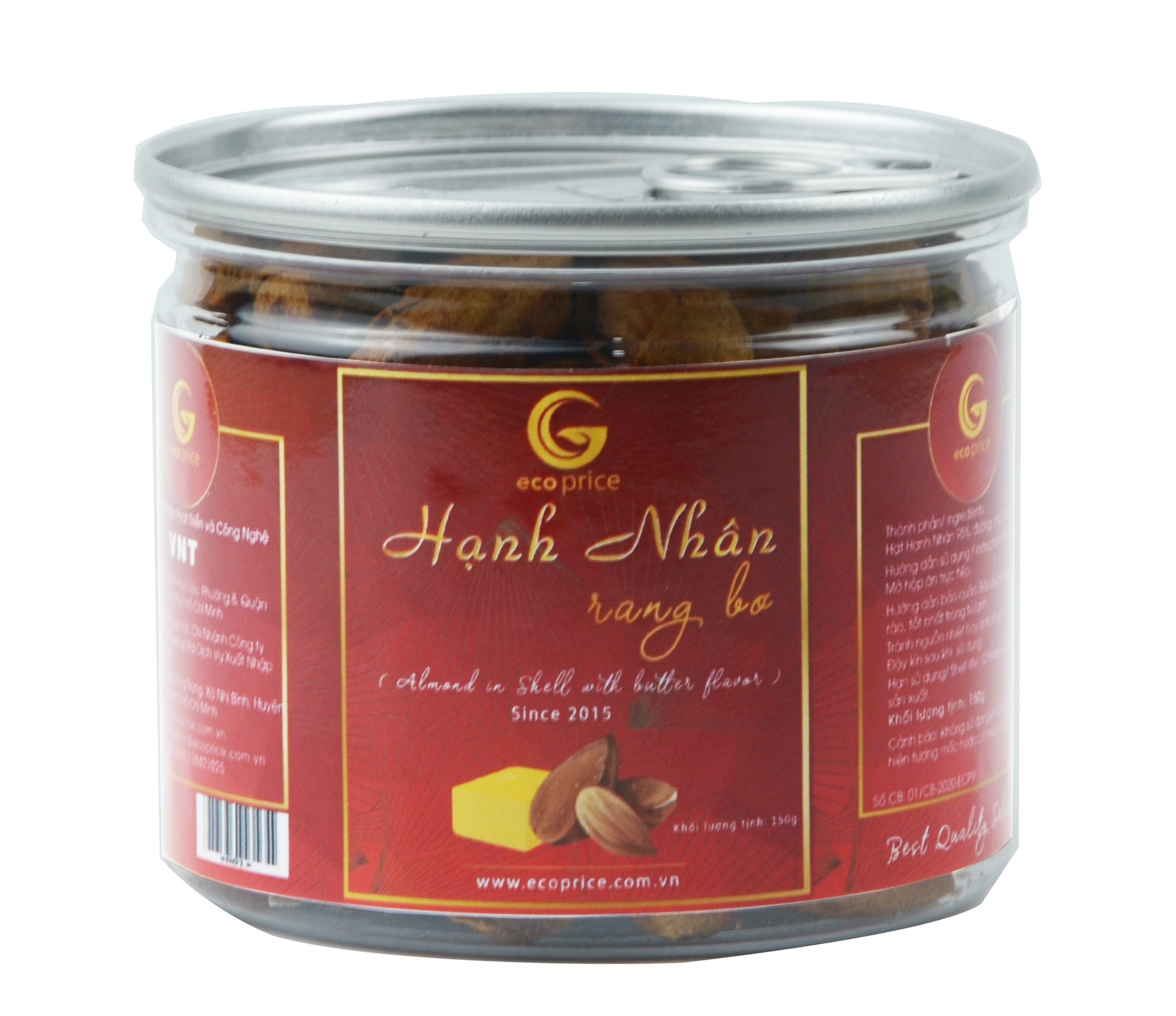 Hạnh nhân vỏ rang bơ Ecoprice 150g- hũ nhựa tròn