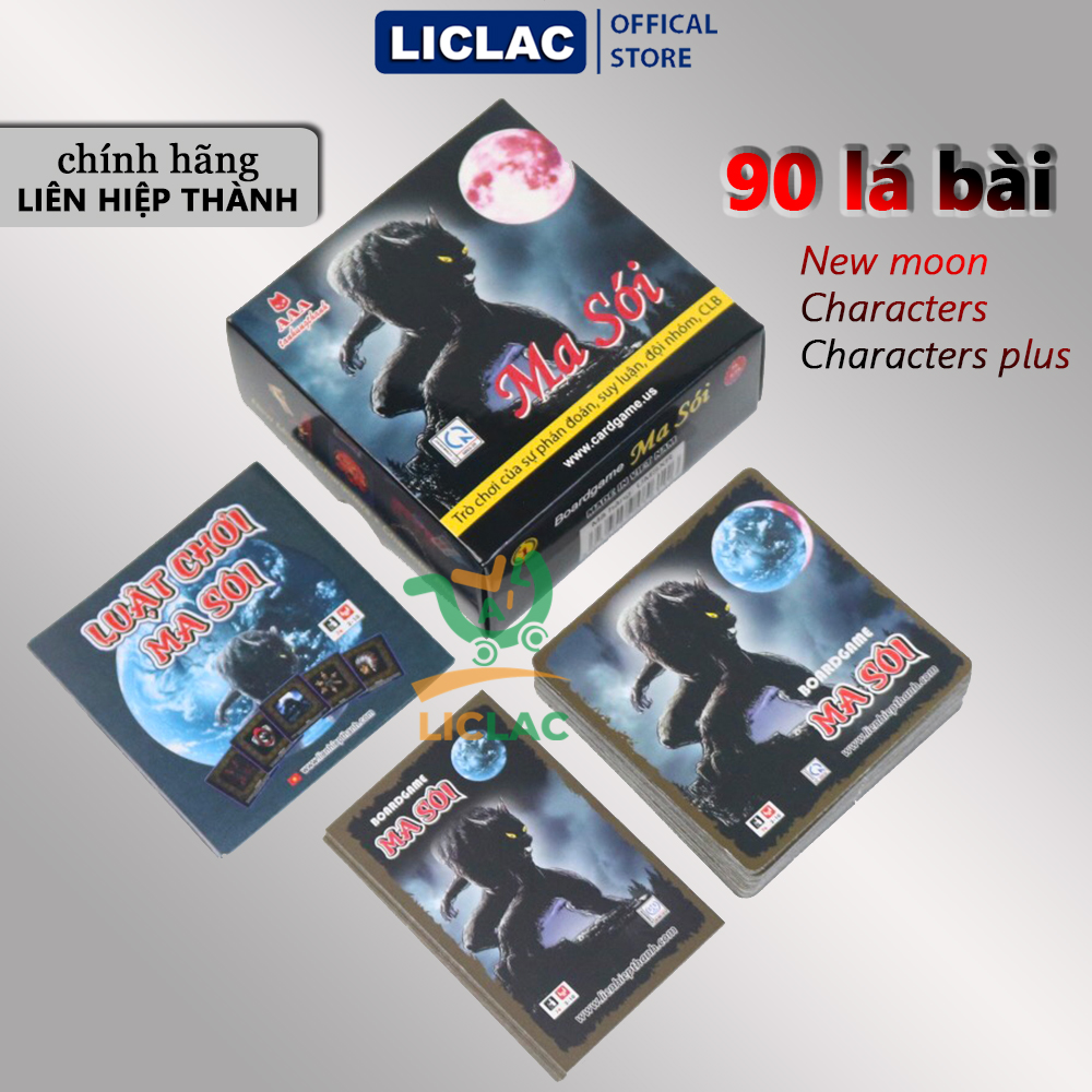 Bài Ma Sói Liên Hiệp Thành Việt Hóa chất liệu giấy và mực in Toyo Nhật Bản, Đồ chơi Board Game Werewolf New Moon, Characters, Characters Plus, Bài Ma Sói Mở Rộng - LICLAC