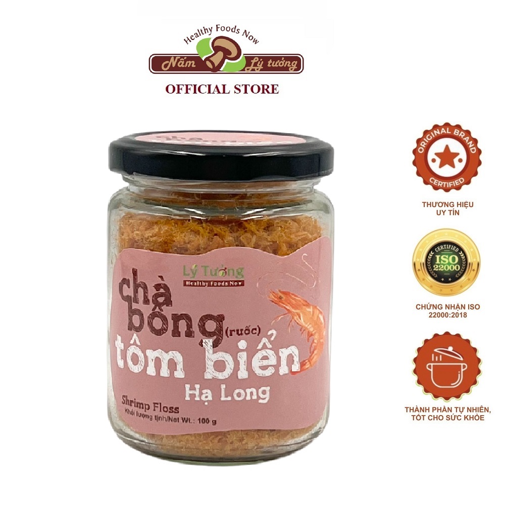Chà bông tôm biển Lý tưởng 100g được làm hoàn toàn từ tôm biển của Hạ Long, chà bông tôm, ruốc tôm.