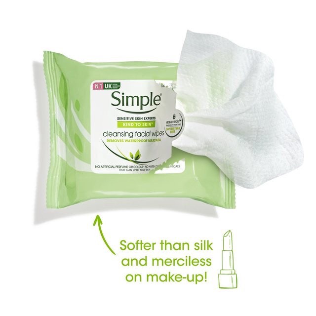 Khăn Giấy Tẩy Trang Simple Cleansing Facial Wipes - Khăn Ướt Tẩy Trang Dành Cho Cả Da Nhạy Cảm 25 tờ