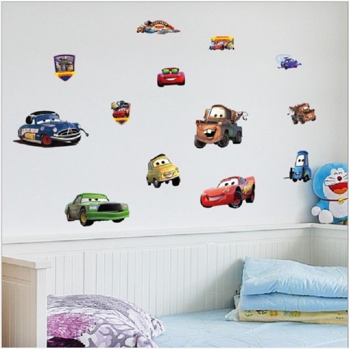 [HCM]Decal dán tường hình siêu xe cho bé