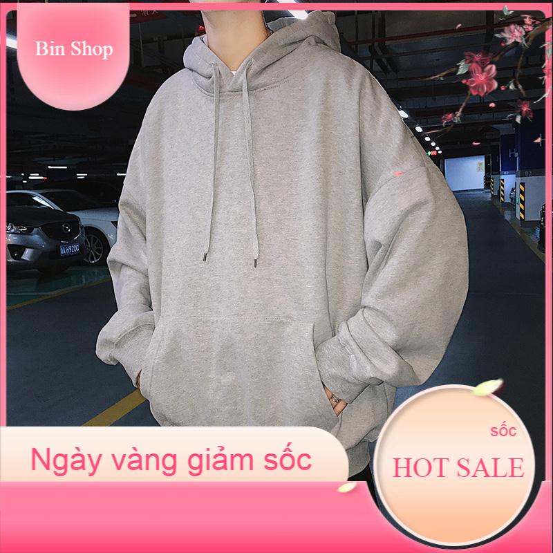 Áo hoodie basic trơn unisex , áo nỉ bông trơn xám
