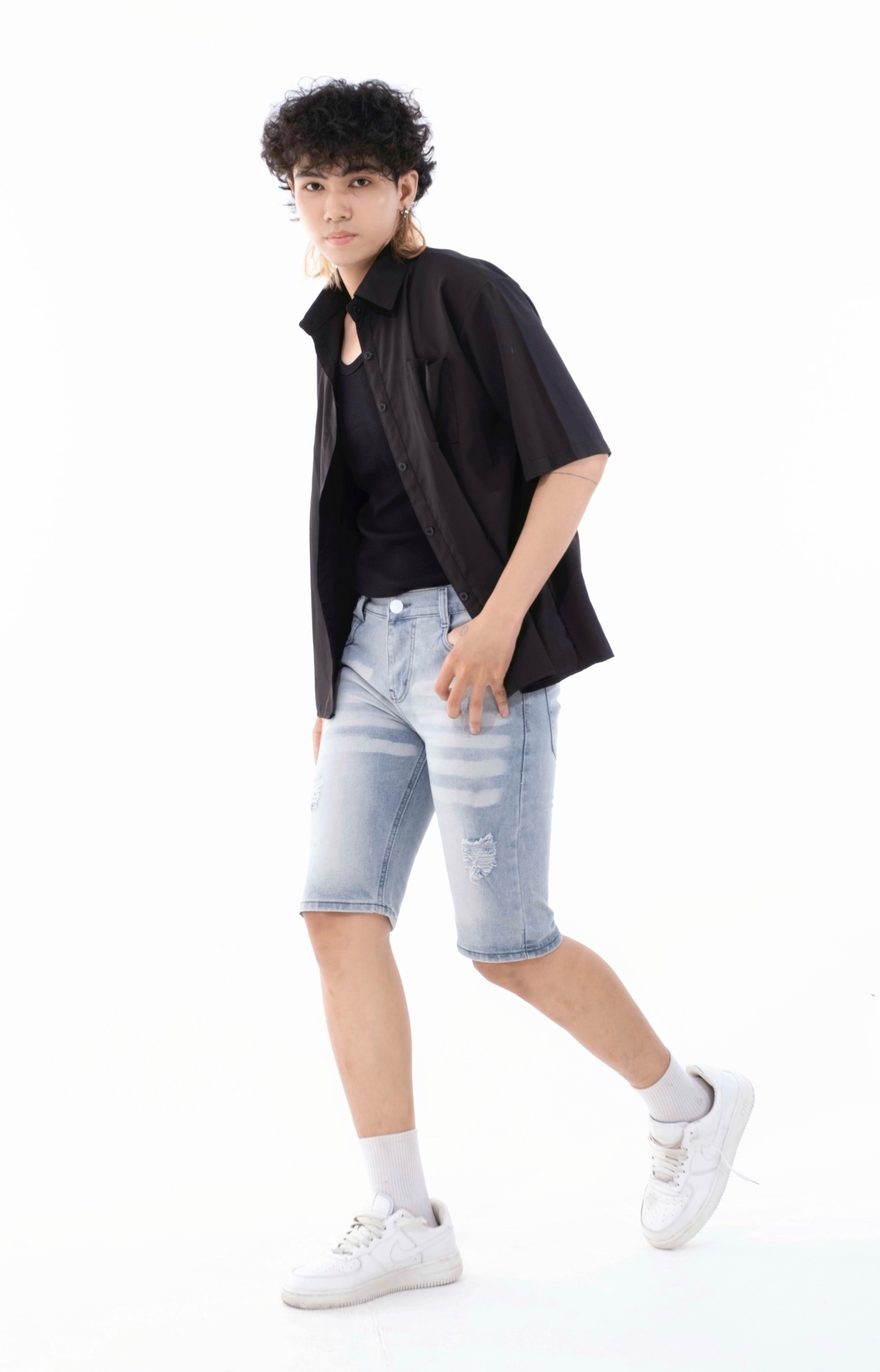 Quần short jean nam SQ05 QUẦN SHORT BÒ NAM co giãn ống đứng nút gài hình thật hàng mới