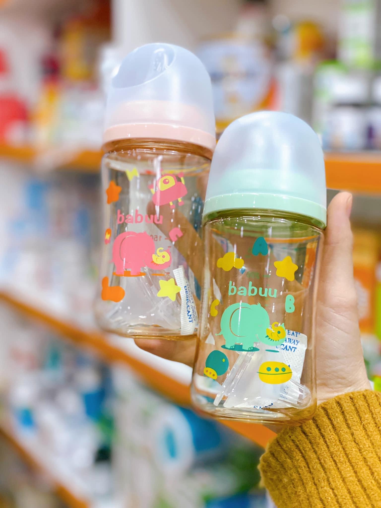 [ chọn núm S,M,L,LL] - Bình sữa cổ rộng PPSU Babuu 90ml/120ml/160ml/240ml/300ml (quà tặng hấp dẫn)