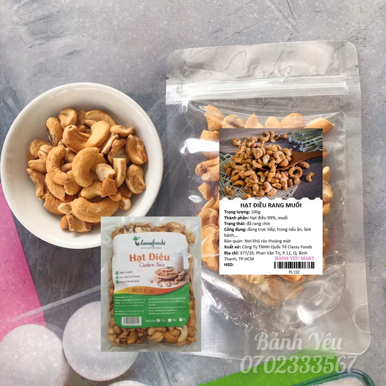 Hạt điều vỡ rang muối Chia-100g