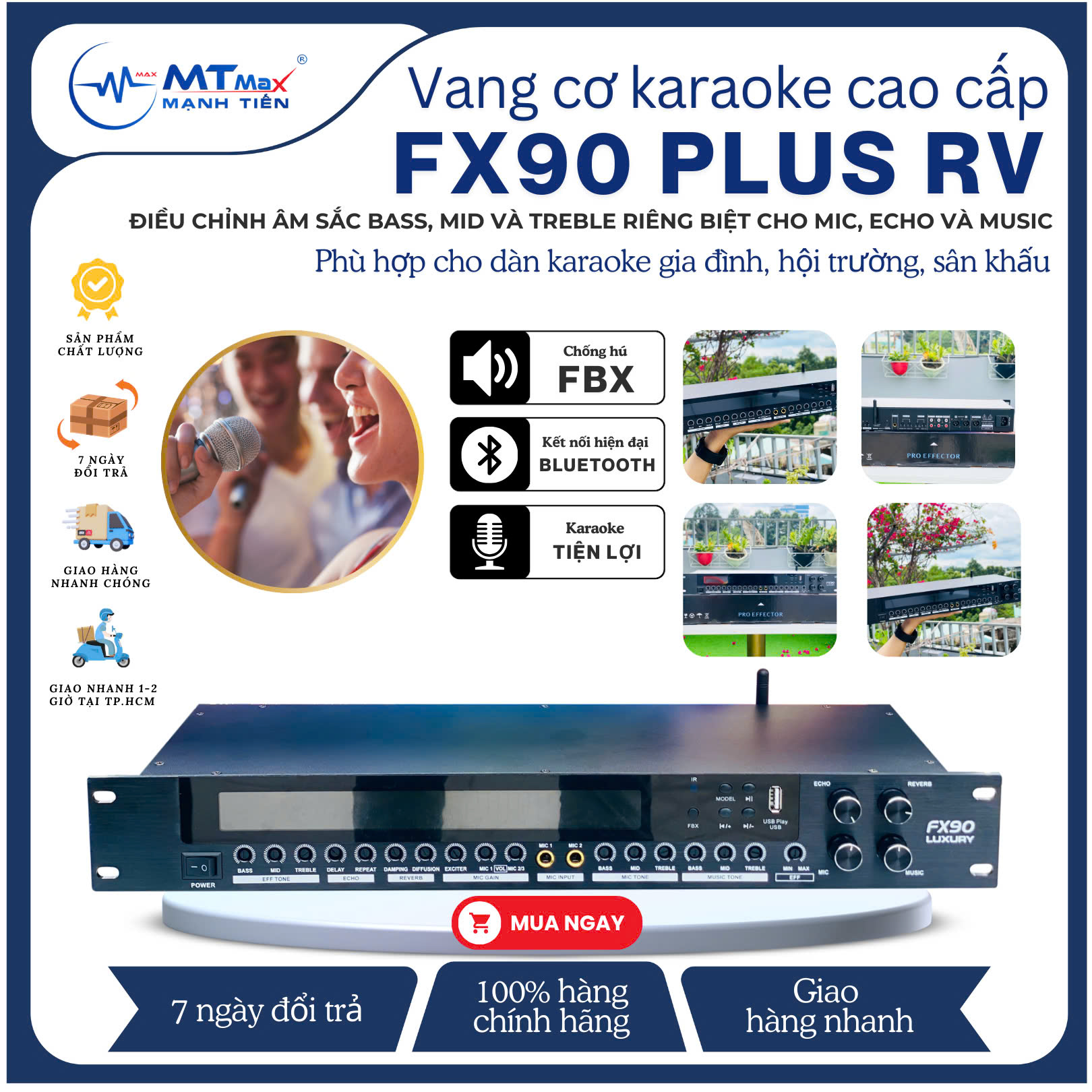 [XẢ KHO GIÁ SỐC - TẶNG KÈM DÂY CANON RA HOA SEN ] Vang Cơ Karaoke Nexl FX90 Plus RV - 3 Chế Độ Effect Tiện Lợi, Thích Hợp Karaoke Gia Đình, Hội Nghị, Sân Khấu