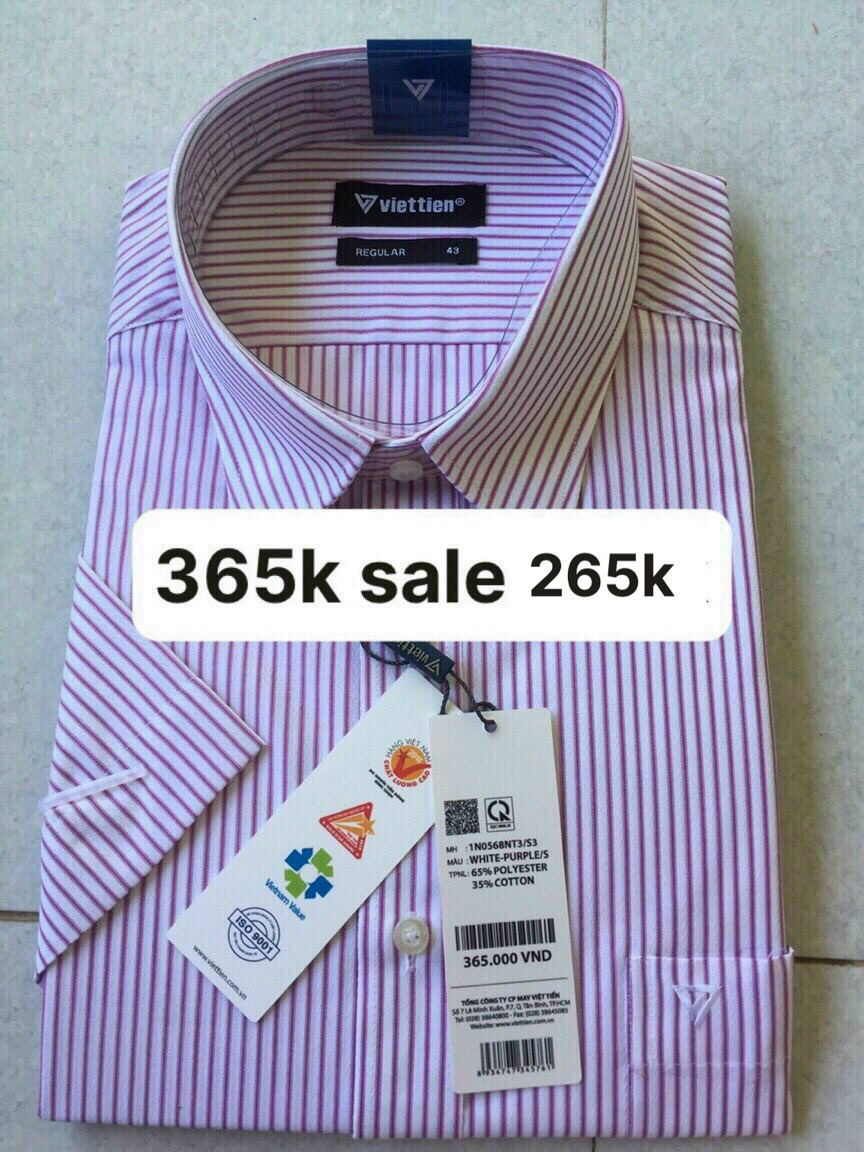 Việt tiến áo sơ mi ngắn tay giá mác 350k sale 250k