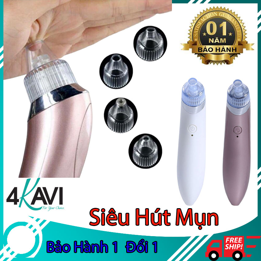 Máy Hút Mụn Đầu Đen, Máy Hút Mụn Cám, Máy Hút Mụn Cầm Tay - Hút Tất Cả Mụn Cám, Mụn Bọc, Mụn Mủ Trên Cơ Thể. Máy Hút Mụn Sạch Sâu Bên Trong Da Mặt. Sản phẩm được bảo hành 6 tháng bởi 4KAVI