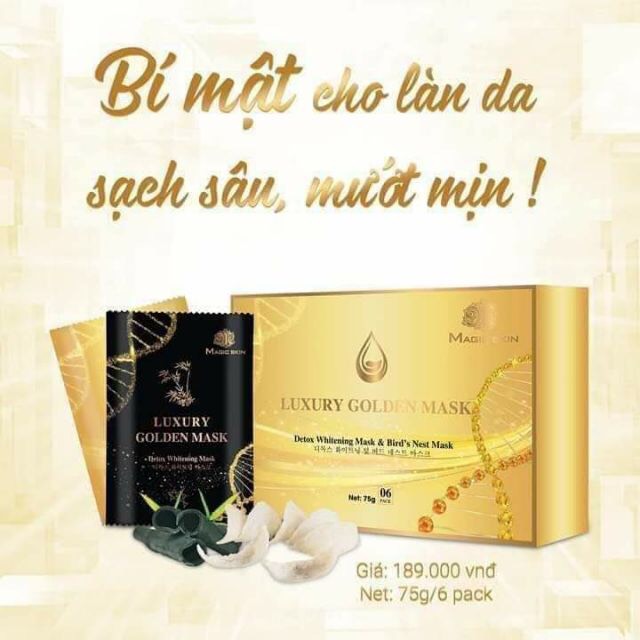 Mặt nạ ủ yến thải độc cấy trắng luxury golden mask chính hãng magic skin