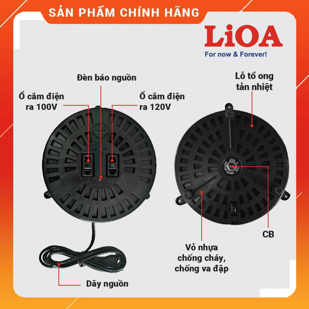 Biến áp tự ngẫu lioa 1 pha - bộ đổi nguồn từ 220v sang 100v 110v 120v - cục biến điện áp