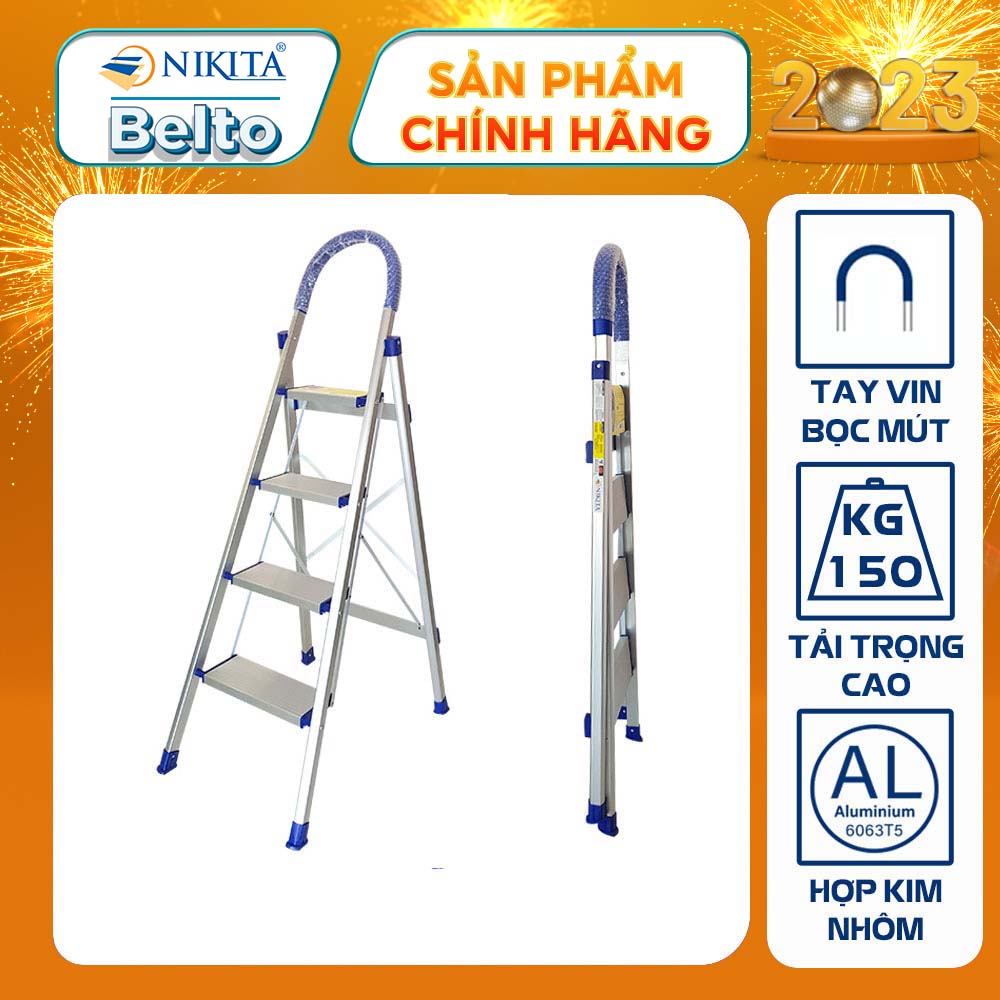 Thang ghế nhôm NIKITA - Thang nhôm gia đình 4 bậc- 0.9m