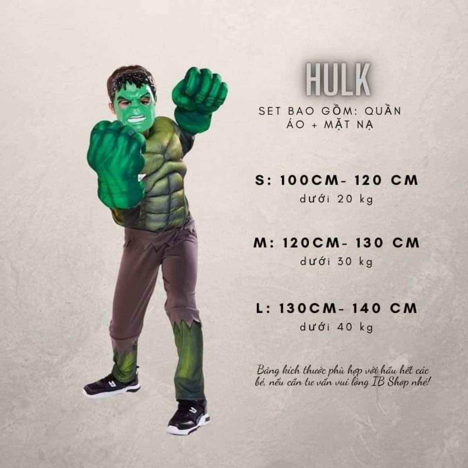 Quần áo cho bé Người khổng lồ xanh Hulk Hoá Trang Siêu Nhân Siêu Anh Hùng