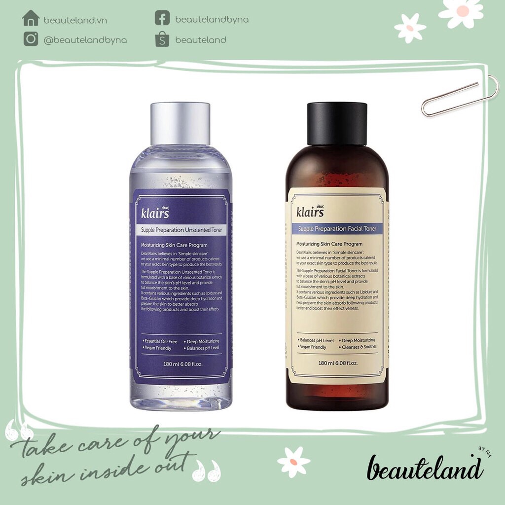 Nước hoa hồng Klairs Supple Preparation Unscented Facial Toner