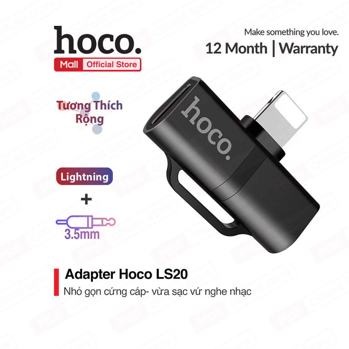 Đầu chuyển đổi từ 1 cổngLightning sang 2 cổng Lightning Hoco LS20