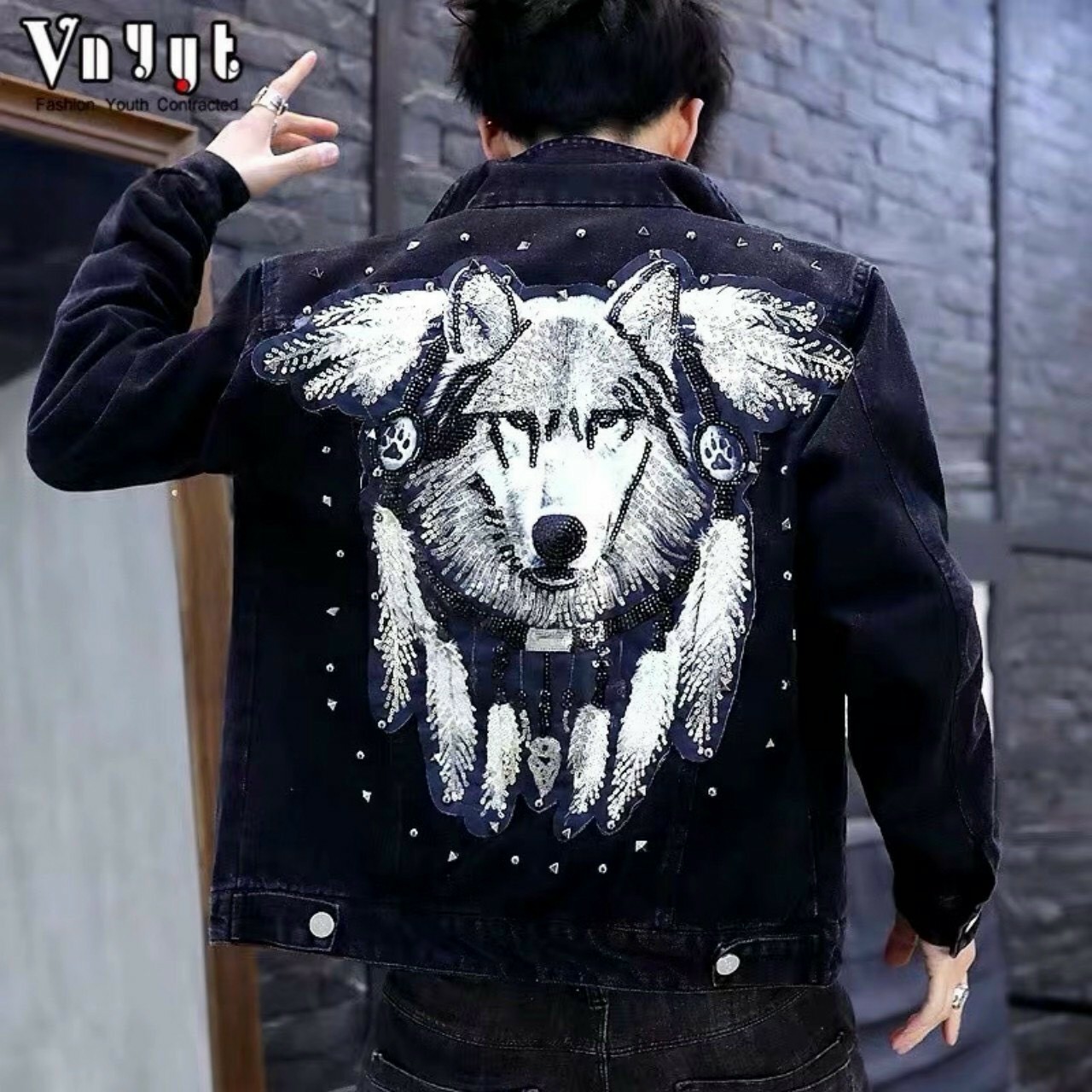 ÁO BÒ THÊU KIM SA HÌNH CHÓ SÓI SIÊU HOT 2020